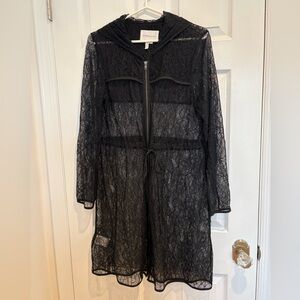Black Lace Hooded Duster Cover-Up